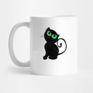 Glowing in the dark  black cat Halloween design Mug